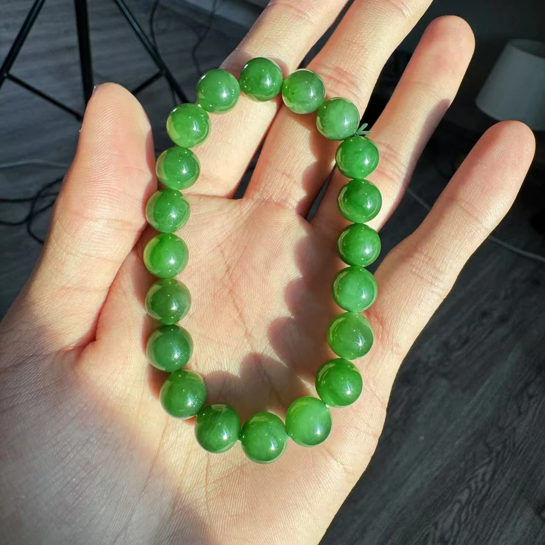 【德巧家】和田玉碧玉无黑点10mm爆米花料单圈手串