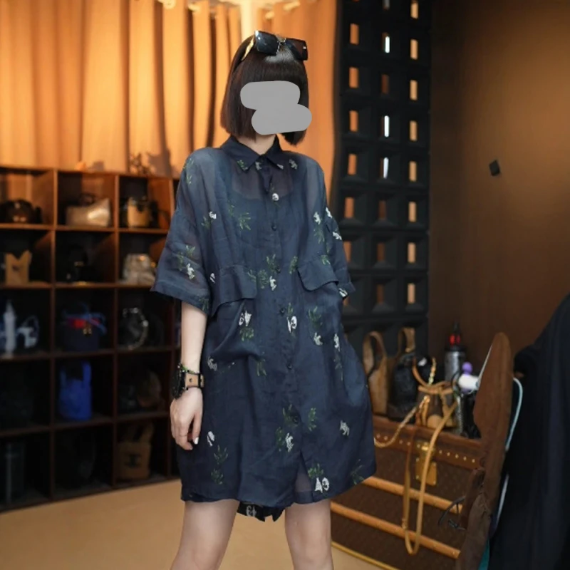 夏季套装女2025新款洋气印花衬衫休闲短裤女时髦洋气简约两件套潮