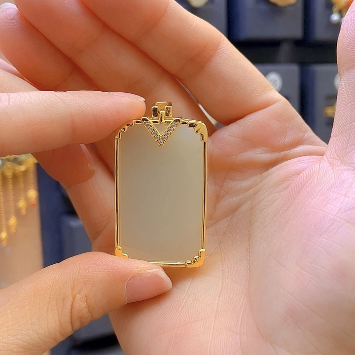 和田玉银S925镀金镶嵌颈饰