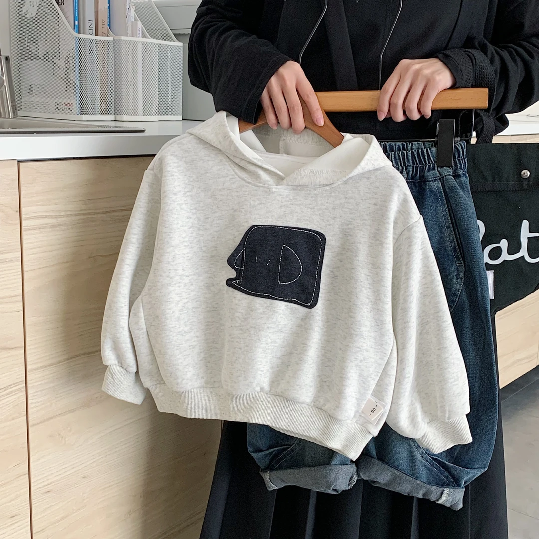 凯翔儿童卫衣宽松2025秋季新款韩版男女童字母连帽套头衫小童服饰