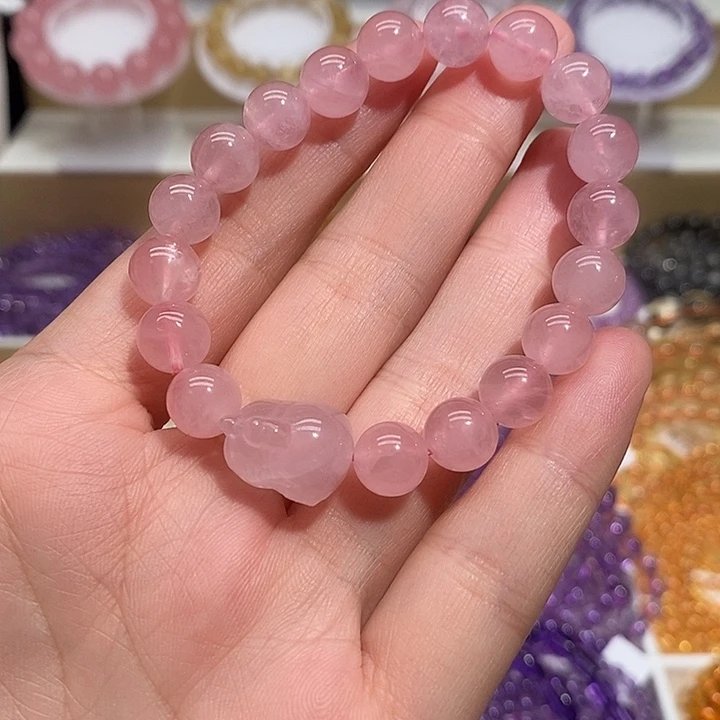 手链水晶未镶嵌天然粉水晶手链