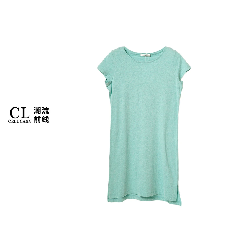 B4HB59810#夏季新款长裙纯色简约女宽松休闲连衣裙