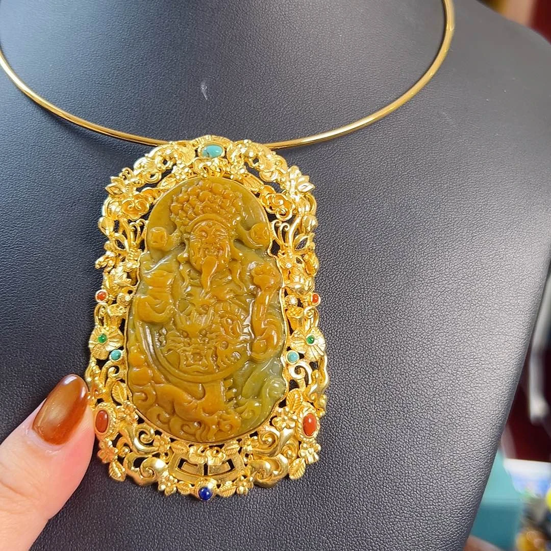 翡翠银S925镶嵌颈饰国风