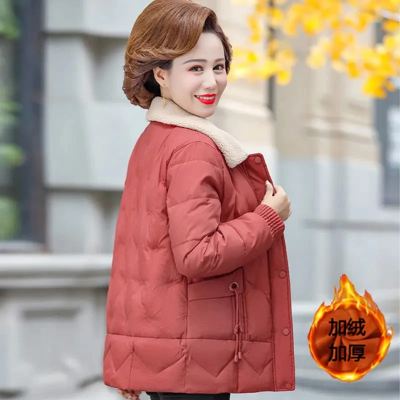 A078妈妈冬装外套新款中老年人棉服短款中年女装秋冬加绒加厚棉袄