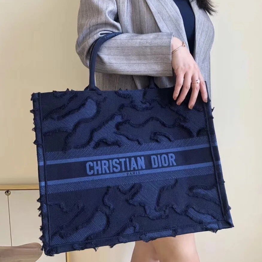 95新 DIOR/迪奥 迪奥   大号蓝色老花托特包 手提单肩包01