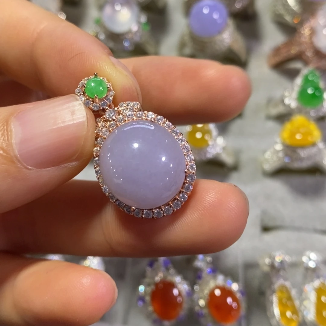 *****翡翠银S925镶嵌颈饰吊坠