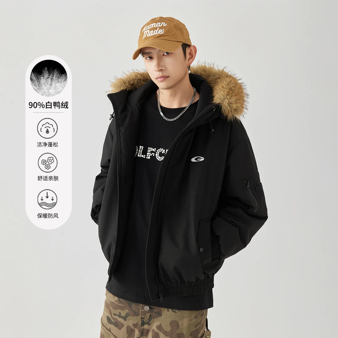 GOLFCROSS轻薄羽绒服男女款冬季2025新款情侣面包服外套保暖毛领