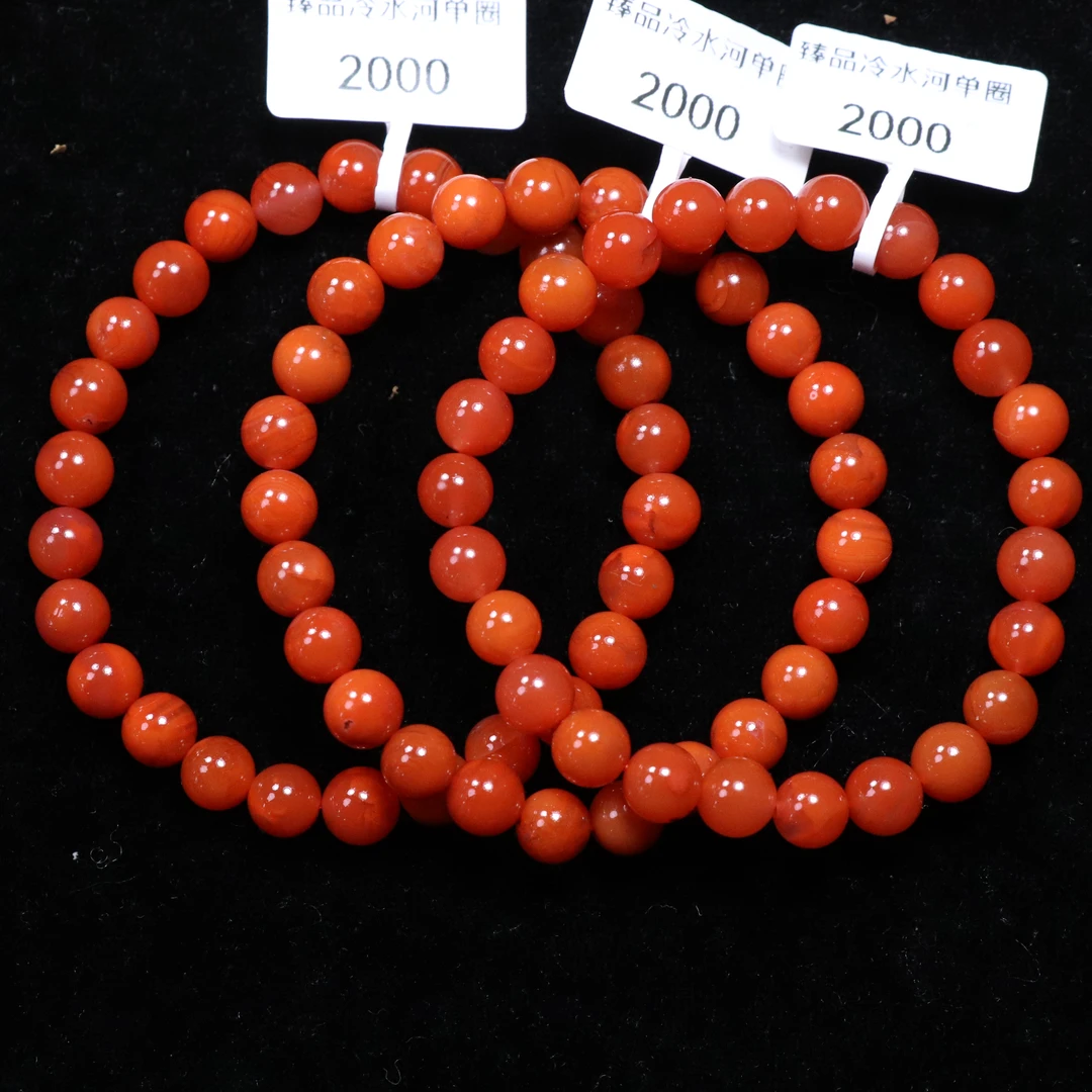 原矿无优化保山南红臻品冷水河6-7mm单圈手串多样性发一条