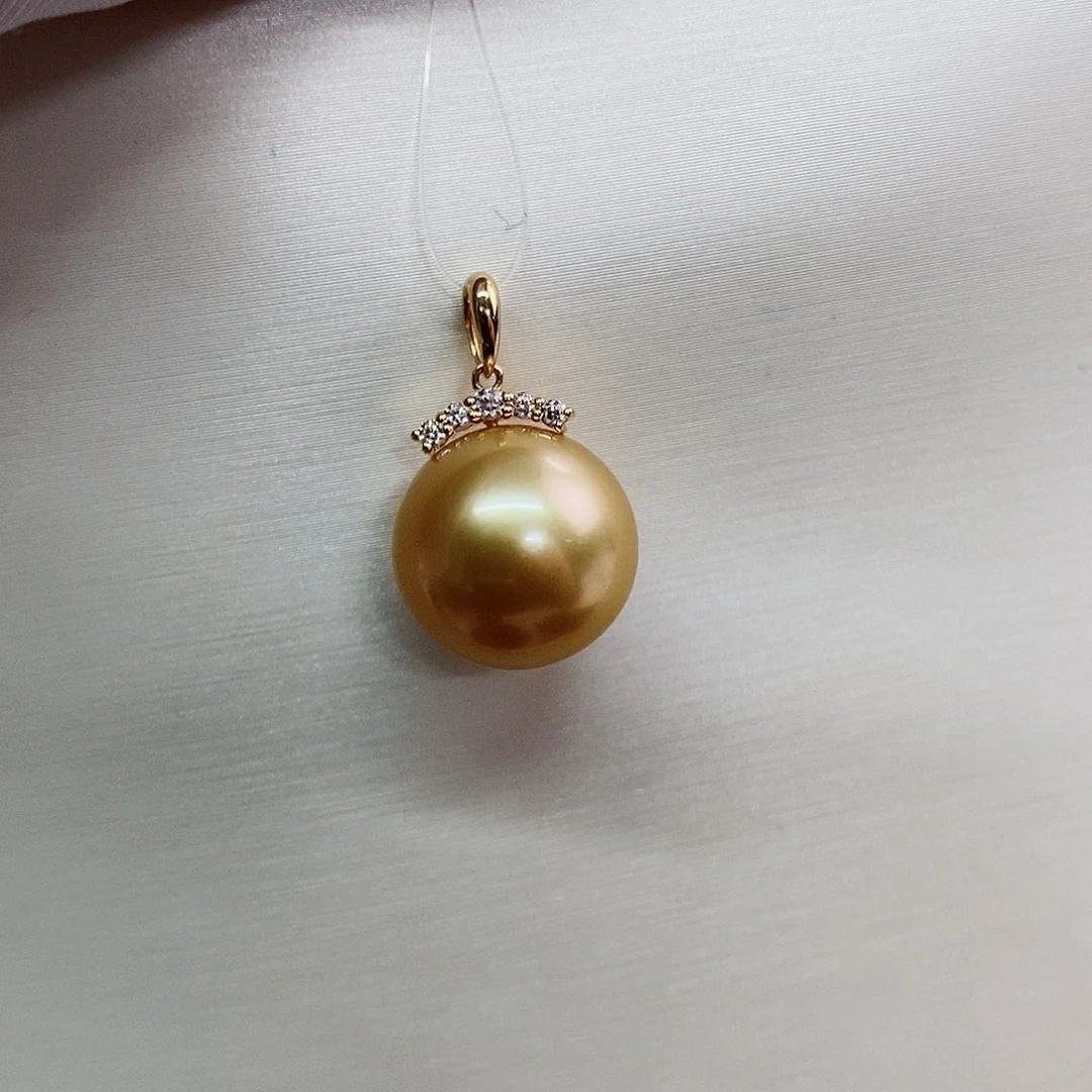 吊坠(不含链)18K金镶嵌海水珍珠12.9