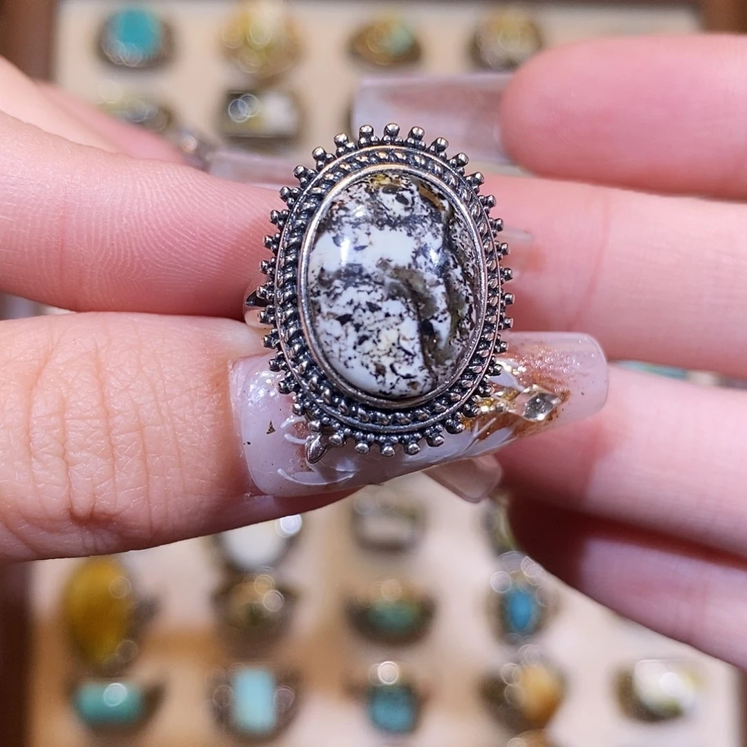 琥珀戒指银S925镶嵌诺***乖戒指