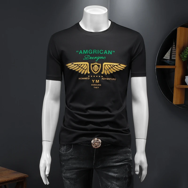 MLCRIYG短袖打底衫修身丝光棉薄款休闲夏季常规款百搭双丝光棉T恤