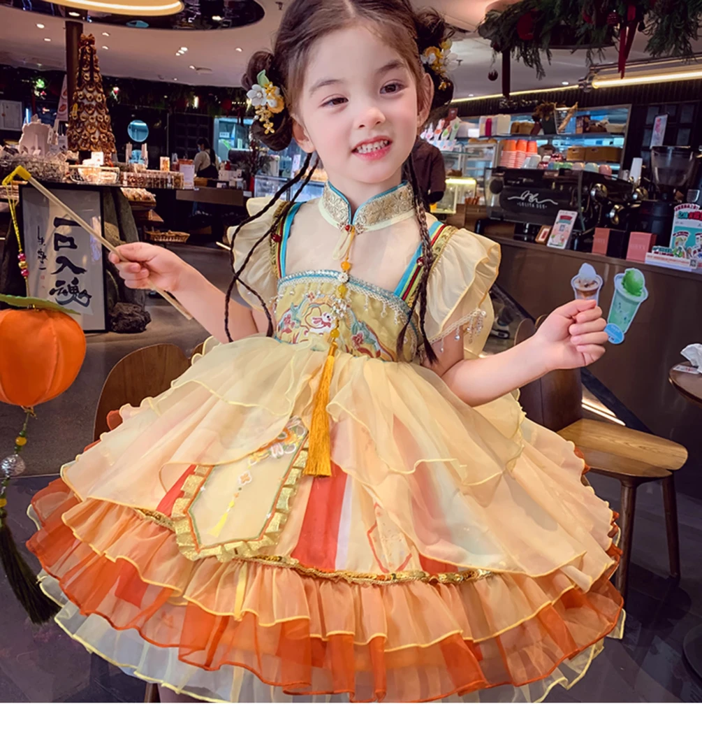 【年中浮力】米米哈罗女童新中式国风汉服公主裙网纱连衣裙C25071