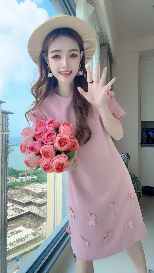 【日出维纳斯】扎花套头名媛千金风绣花气质时尚显瘦连衣裙31213