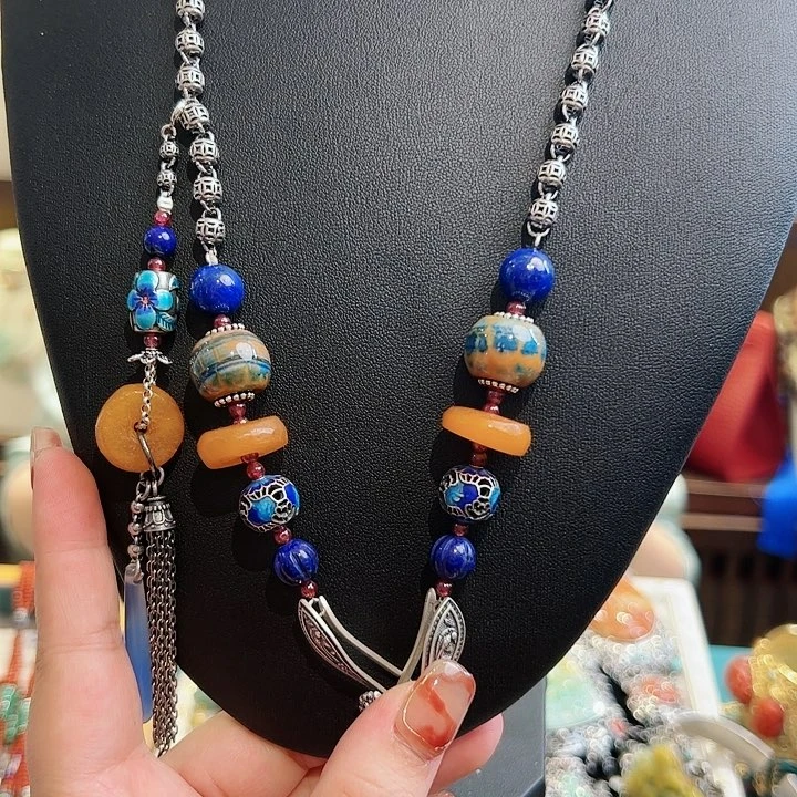 青金石颈饰未镶嵌古风