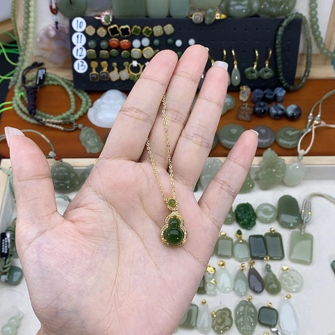 和田玉银S925镶嵌吊坠(不含链)