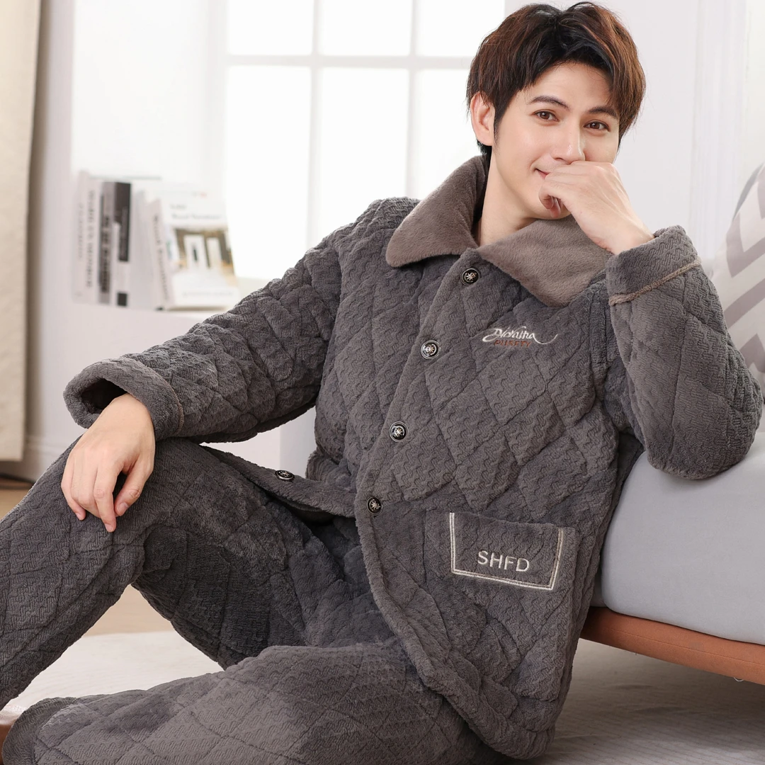 【新A118冬季加大新款睡衣】男士冬季加绒加厚睡衣家居服礼物