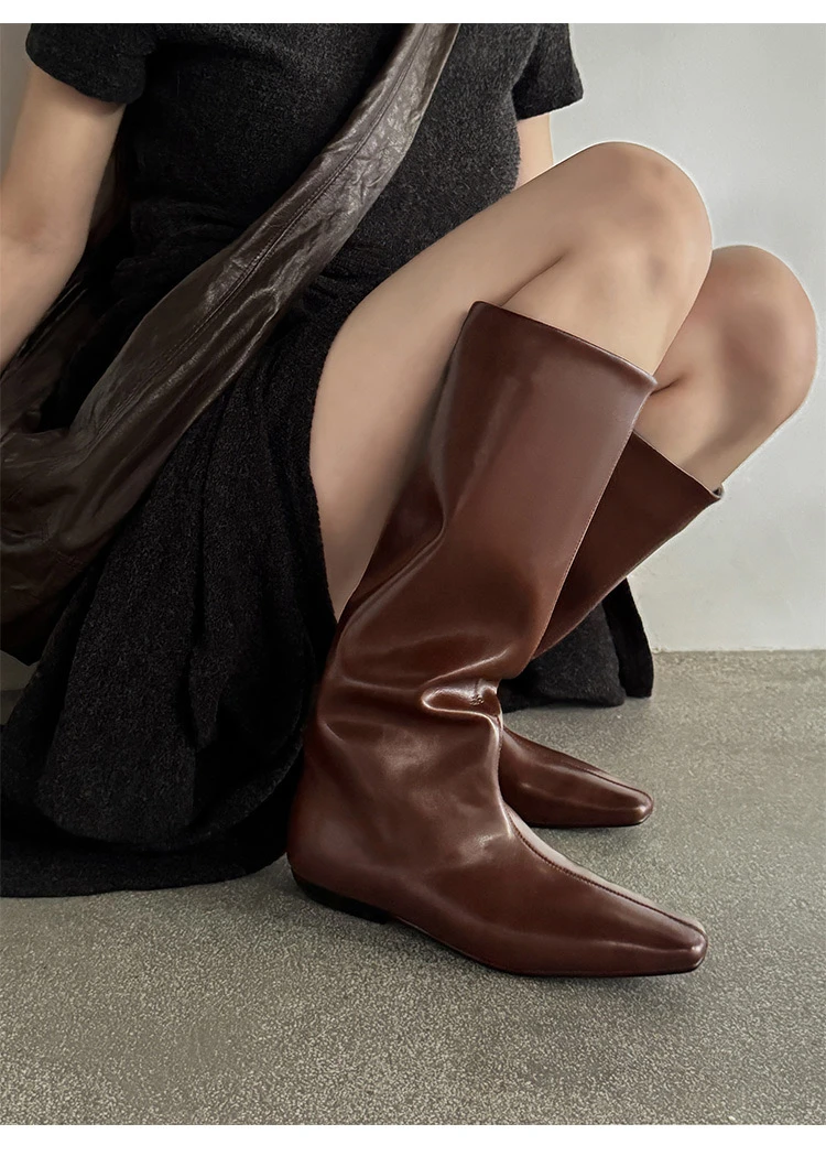 ZZ【摩登都市】骑士靴2cm（37cm筒高）百搭氛围系骑士套筒靴女