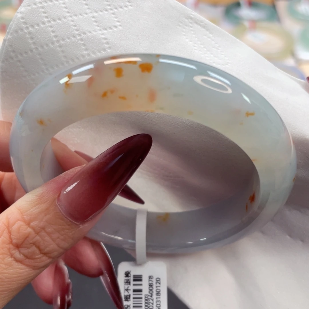 未镶嵌手镯翡翠32号55.2厚装细糯冰特色锦鲤桂花镯