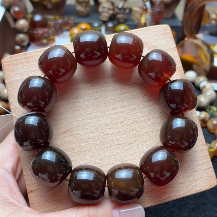 琥珀未镶嵌珠宝奇石19mm橘红蜜老型