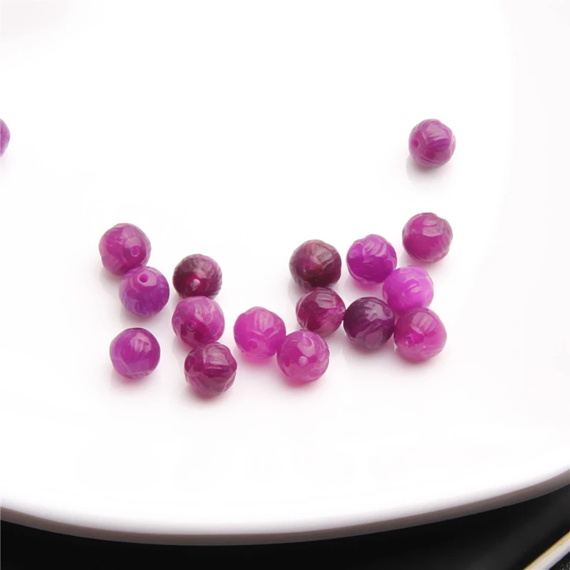 南非老料玉华果酱凝胶紫7.5MM雕刻莲花散珠 K0205 多样性发一
