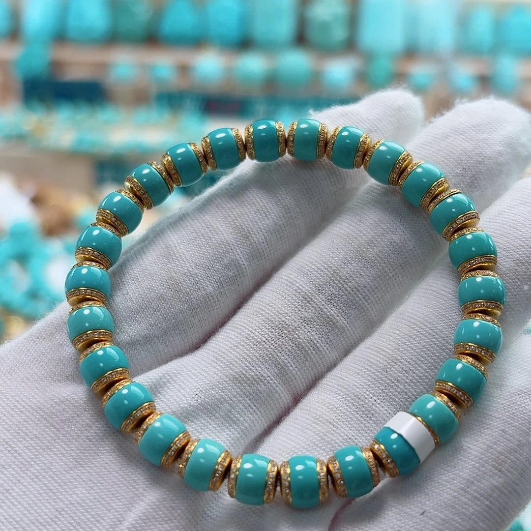 绿松石18K金镶嵌珠宝奇石