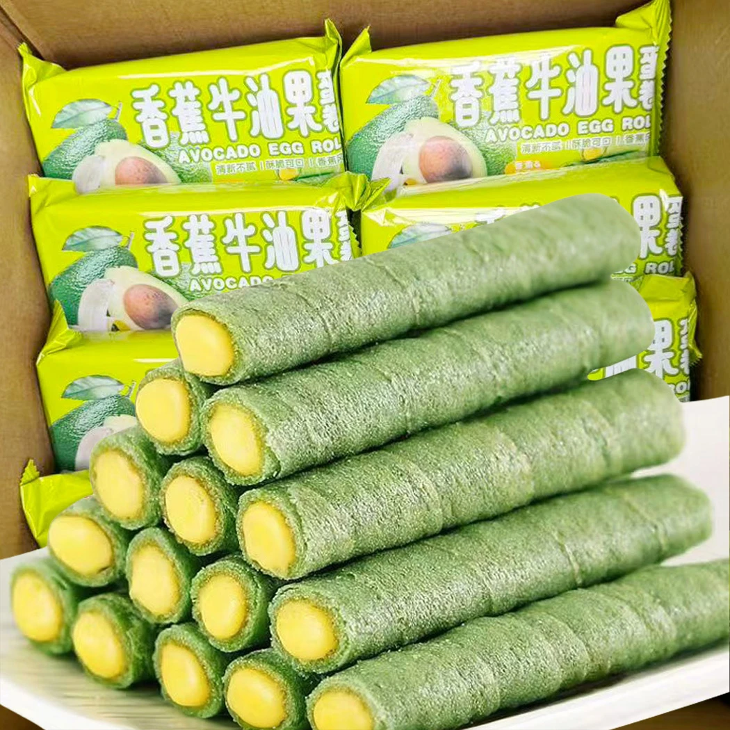【整箱48根】早餐传统美味香蕉蛋卷牛油果味零食办公室夹心浓郁