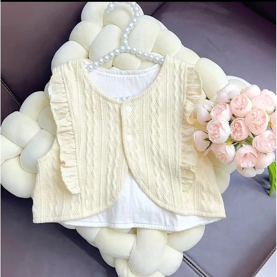 婴儿秋冬季双层马甲百搭小针织开衫上衣时尚外出马甲宝宝秋冬外出
