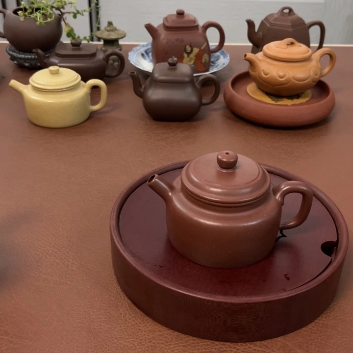 紫砂茶壶德钟红将坡半手壶