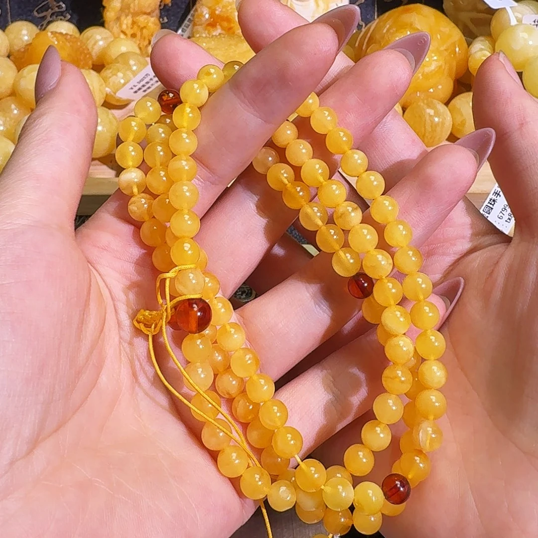 未镶嵌颈饰琥珀圆珠108
