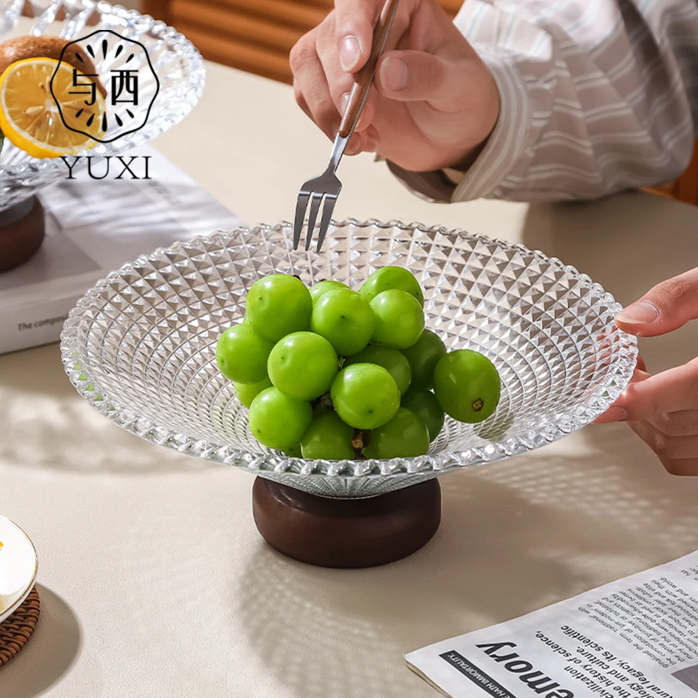 YUXI/与西简约高级感水果盘客厅家用玻璃糖果盘零食坚果托盘