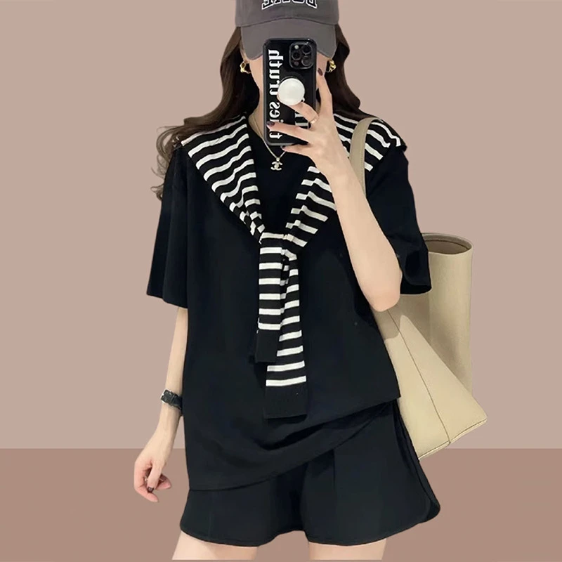 2024夏季女士运动服套装宽松时尚两件套韩版短袖短裤小个子洋气