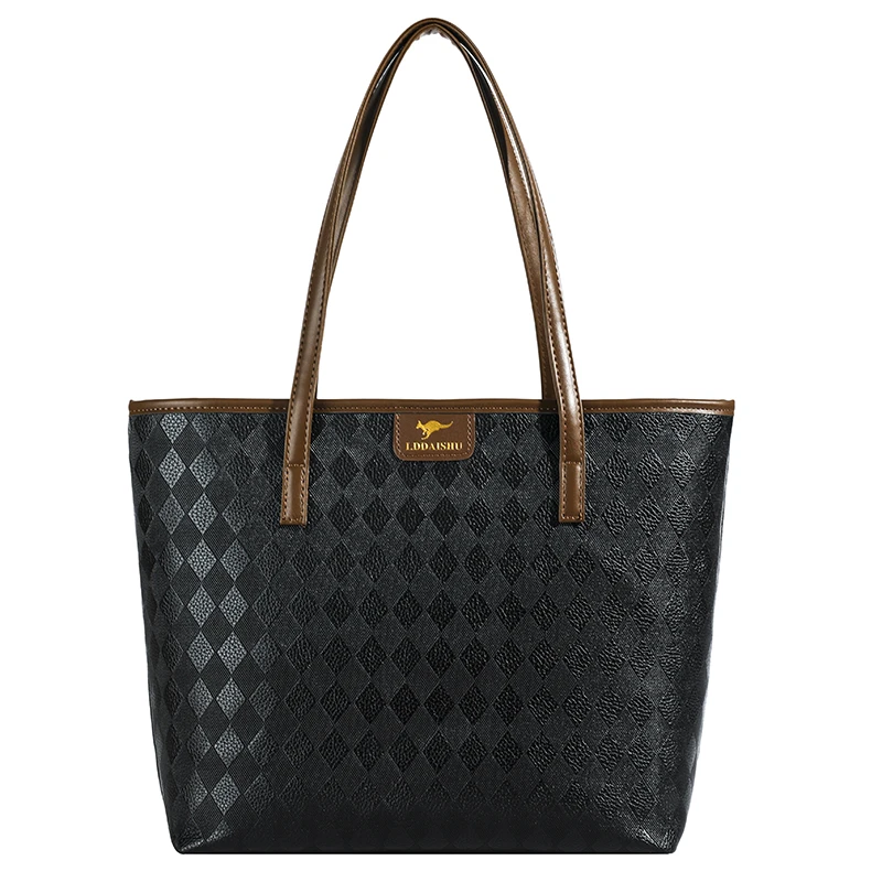 宽30cm高27cm厚11cm)高品质百搭单肩斜挎女包211菱格黑