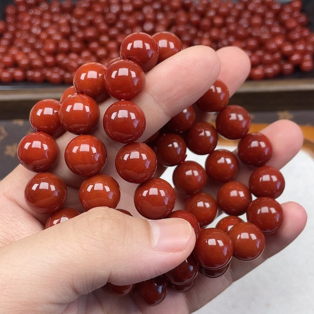 南红玛瑙15号瓦西牛血红卡14圆珠手链未镶嵌