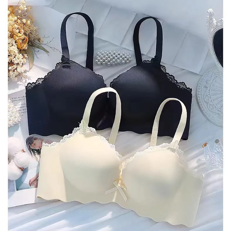 无痕内衣女小胸聚拢无钢圈加厚bra平胸专用套装性感蕾丝少女胸罩