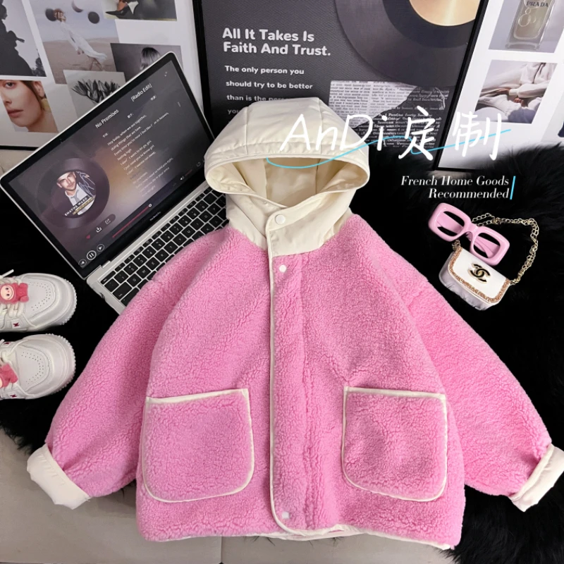 〖ANDI〗安迪秋冬季厚款中大童时尚卡通女童连帽外套5217