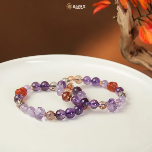 壹加师姐｜手工设计红大鹏水晶多宝手串多样性发一9079M