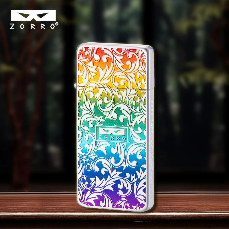ZORRO七彩创意煤油打火机二代内胆密封精雕唐草花炫彩设计