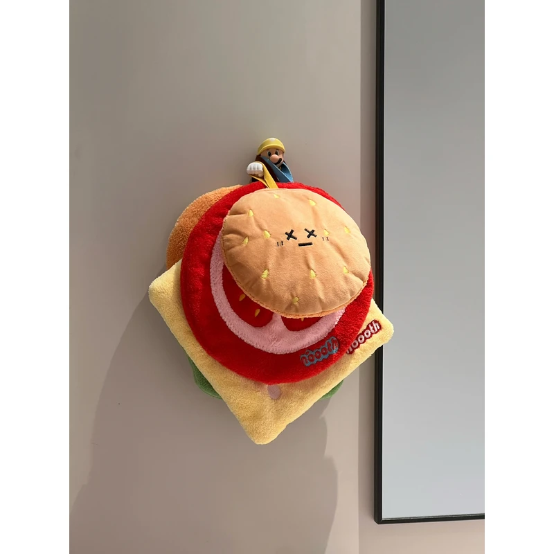 ININHOME可爱汉堡擦手巾可挂式芝士番茄擦手巾吸水毛巾擦手巾NS