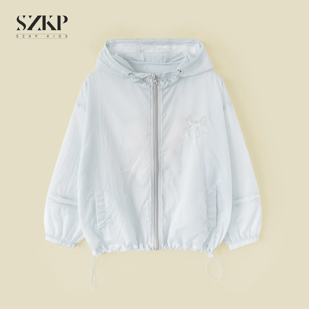 SZKP纯色薄款连帽防晒外套女童夏季新款儿童潮款时尚百搭防晒衣