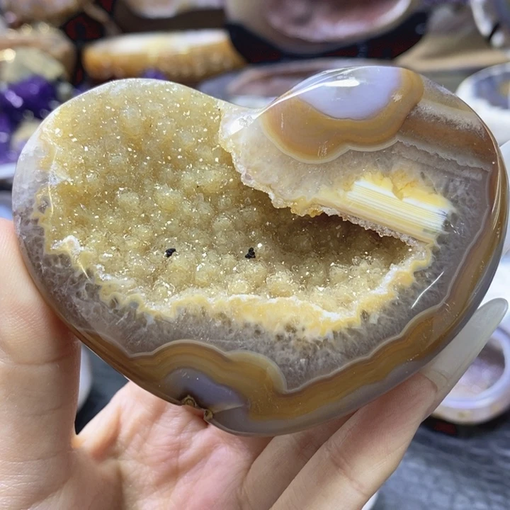 未镶嵌珠宝半成品水晶黄啵啵爱心