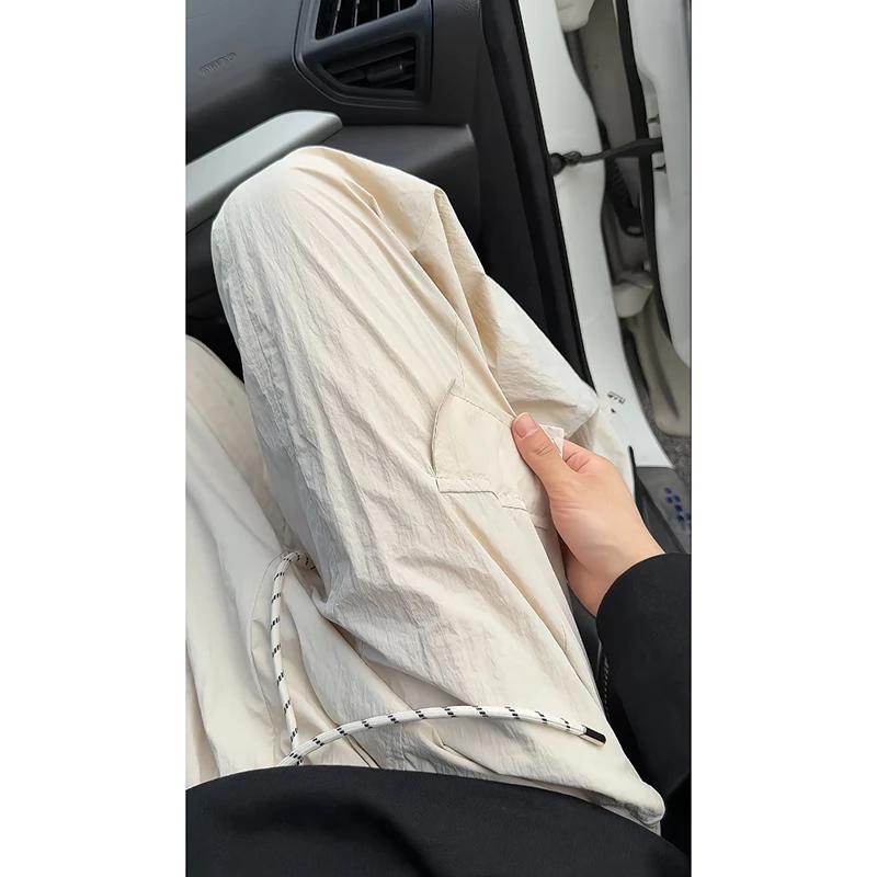 速干伞兵裤男夏季薄款工装裤宽松直筒百搭潮牌褶皱设计休闲裤男款