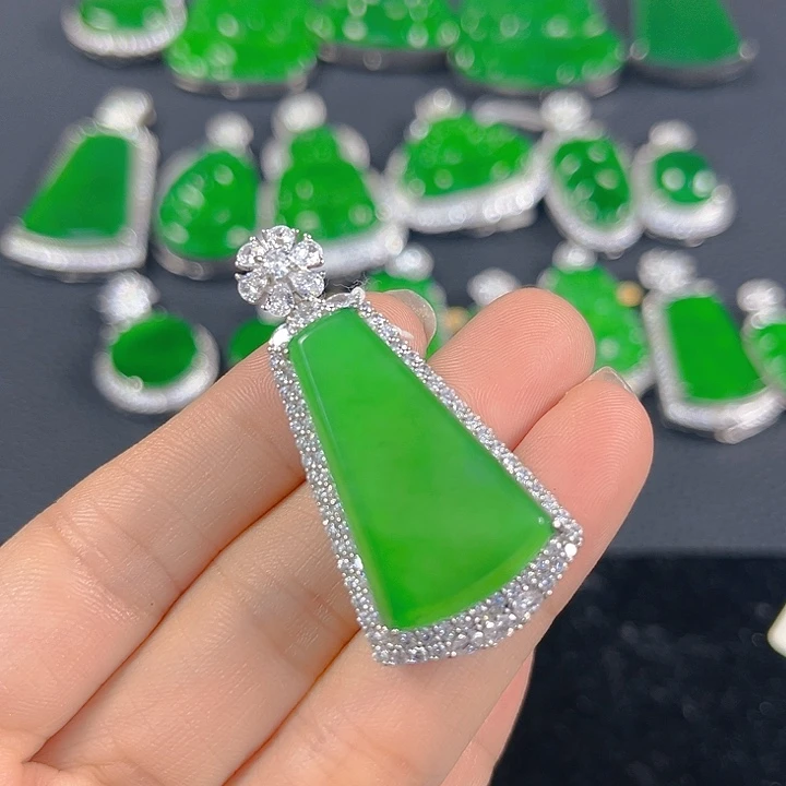 翡翠银S925镶嵌吊坠(不含链)