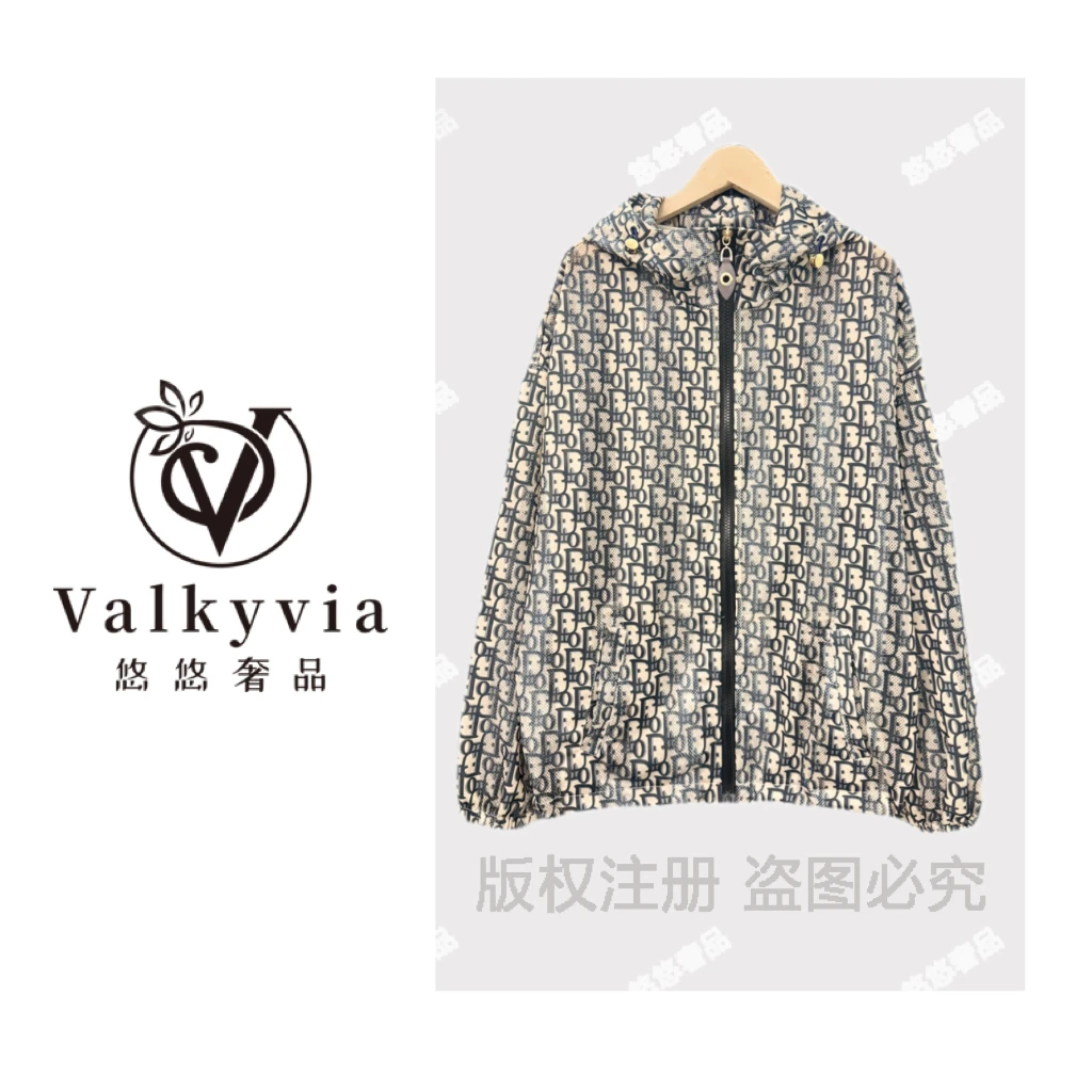 【Valkyvia/悠悠奢品】D印花网眼冰感面料~连帽宽松防晒衣防晒服