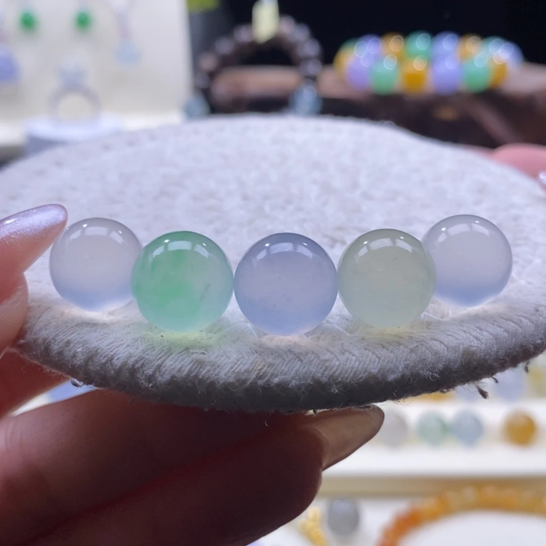 翡翠未镶嵌颈饰翡翠高种水珠珠一组
