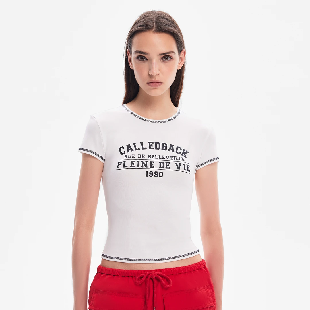 CALLED BACK夏季新款少女感修身显瘦辣妹短款T恤上衣