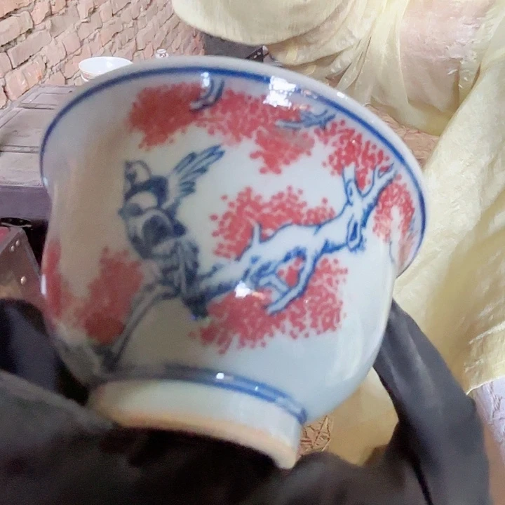 摆件景德镇高温陶瓷压手杯麻仓土