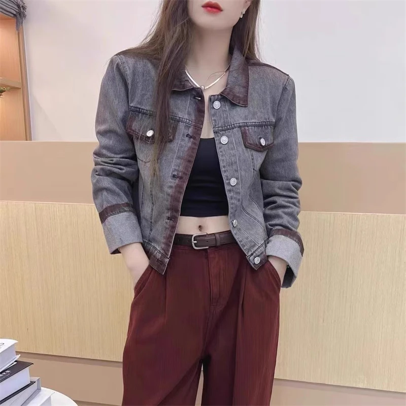 高级感复古扎染牛仔外套女2025春季新款宽松显瘦设计今年流行外套