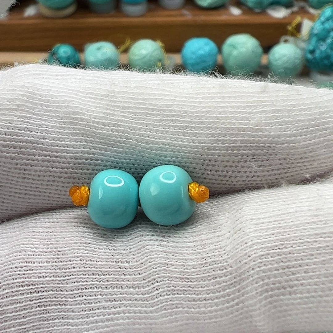 绿松石老型对珠 未镶嵌