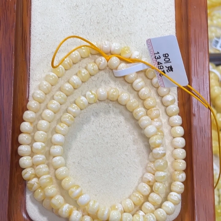 琥珀未镶嵌手链蜜蜡108千层雪虎皮纹