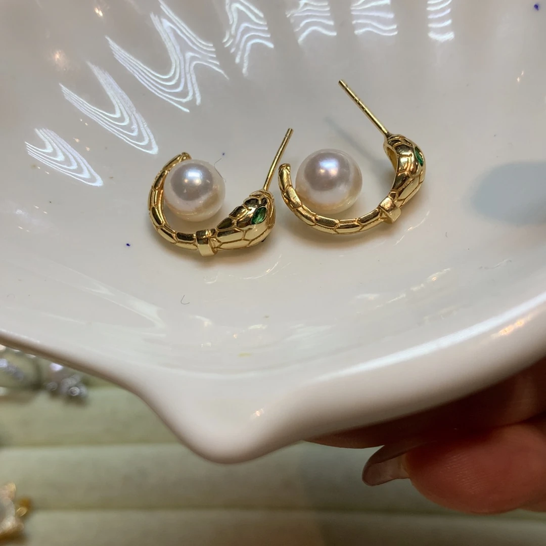 海水珍珠耳饰银S925镶嵌